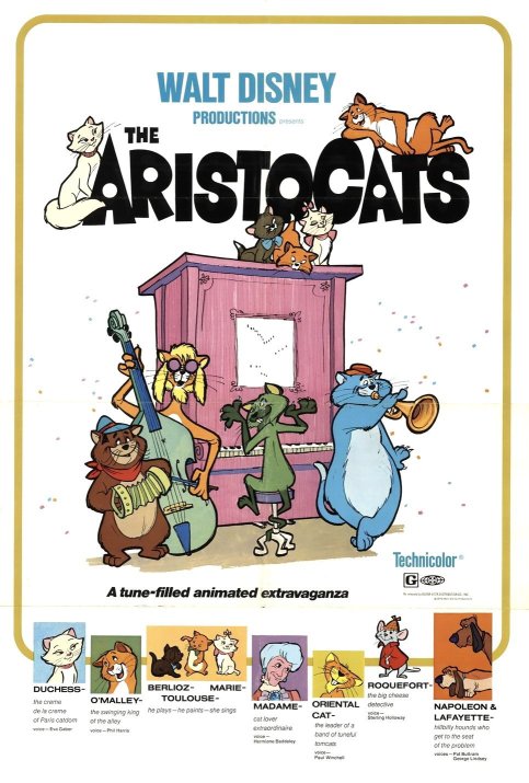 gli-aristogatti-the-aristocats-disney-animation-1970-poster-locandina